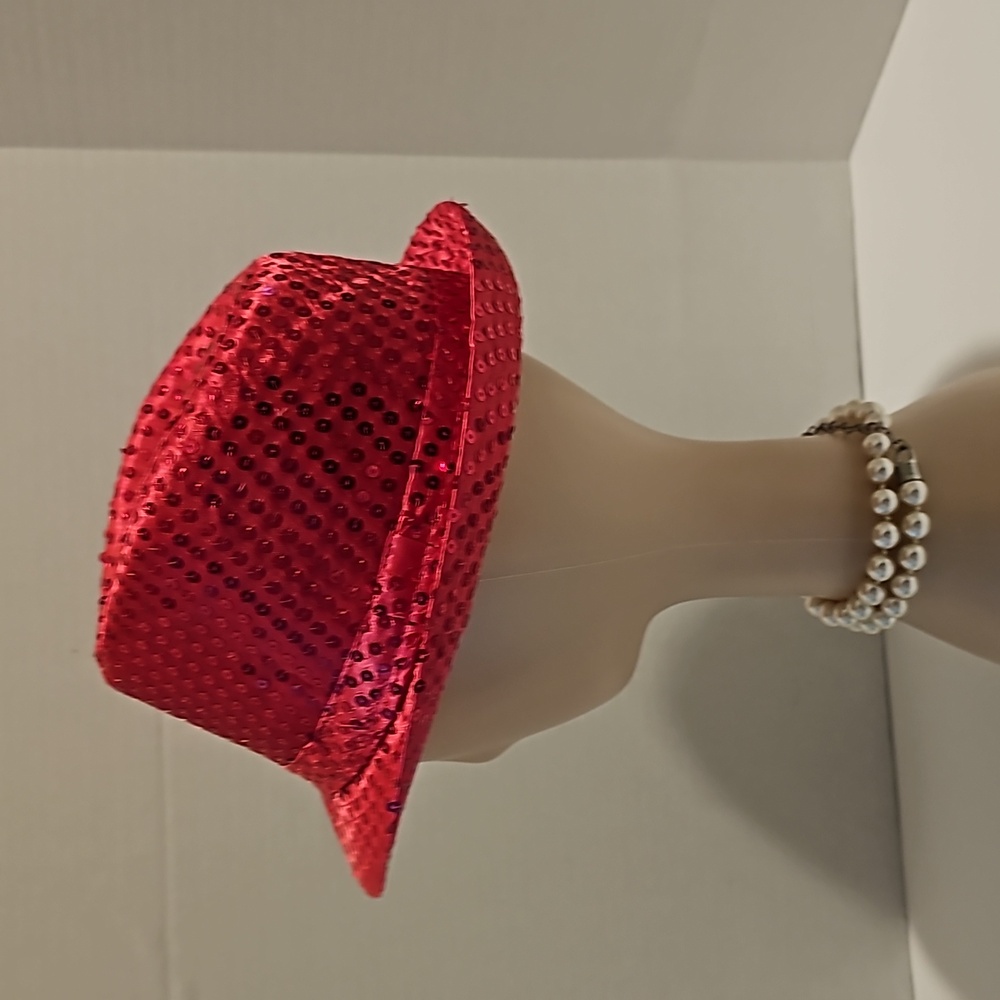 Beloved Millinery Panama Classic Vintage Style Red Sequin Adjustable Fedora Hat